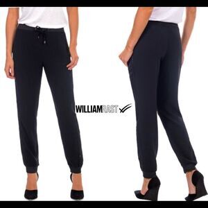 William Rast Black Faux Leather-Trim Jogger Pants Sz S